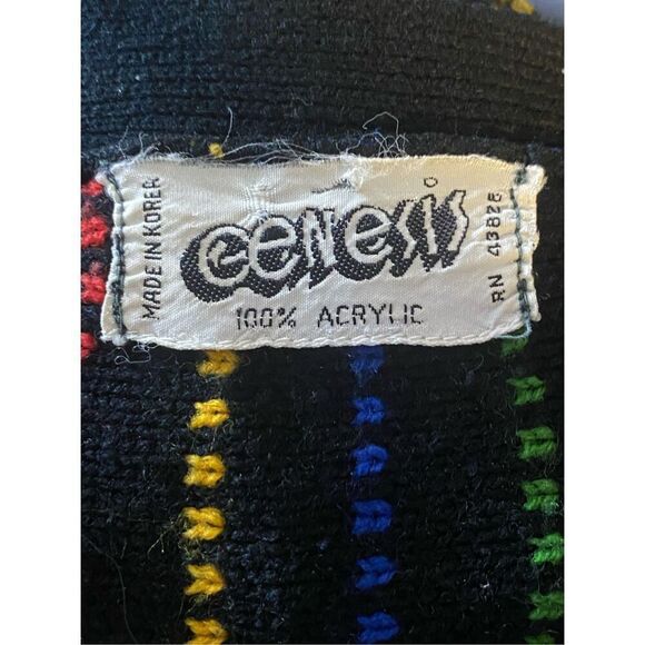 Genesis Womens Black Multicolor Stripe Knit Belted Cardigan Small - Picture 4 of 4